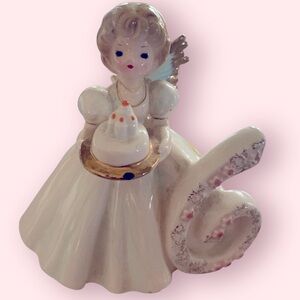 Angel Figurine with Cake and Number 6